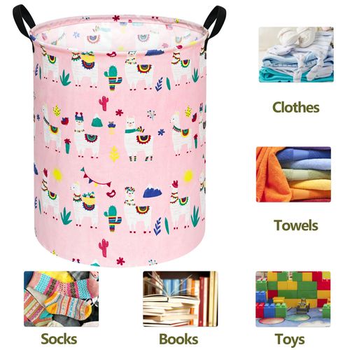 ACMUUNI 19.7" Round Kids Laundry Gift Basket Storage Laundry Hamper Baby Toys Nursery Bin with Handles,Storage Basket for Kids Room Bedroom Decor (Alpaca)