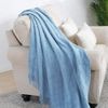 BOURINA Textured Solid Soft Sofa Throw Couch Cover Knitted Decorative Blanket, Blue, 127x152cm