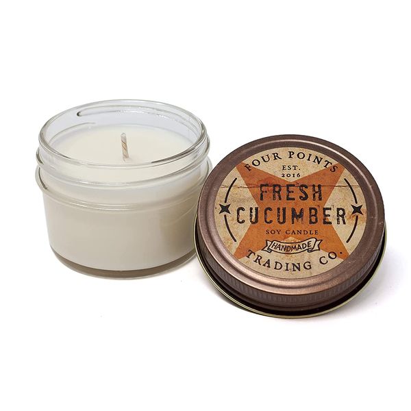 Four Points Trading Co. Fresh Cucumber 4 Oz Scented Soy Aromatherapy Candle w/Jar