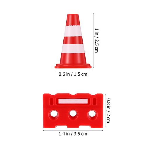 NUOBESTY Mini Traffic Road Cones Construction Road Cones Roadblock Sign Toys Road Signs Cones and Fences Playset, 12 Pieces Cones and 12 Pieces Fences