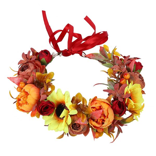 Vivivalue Wedding Flower Crown Women Flower Headband Floral Headpiece Halo Party Prom Photos