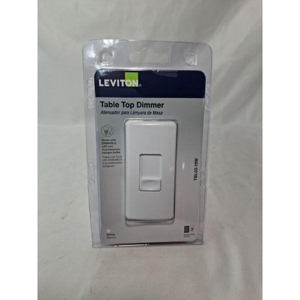 Leviton Dimmable LED Tabletop Dimmer Switch,  White 300W,  TBL03-10W, 6' Cord