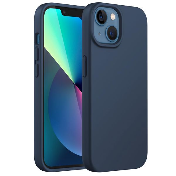 JETech Silicone Case Compatible with iPhone 13 6.1-Inch, Silky-Soft Touch Full-Body Protective Case, Shockproof Cover with Microfiber Lining (Navy)