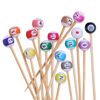 BambooMN Billiard Pool Cocktail Appetizer Ball End Picks - 3.9" (10cm) - Assorted - 100 Pieces