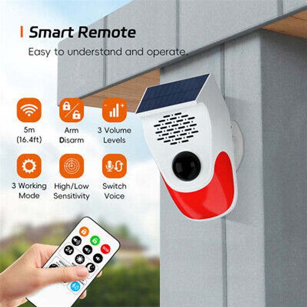 Solar Strobe Light Wireless 120db Alarm System For Home Infrared Motion Sensor