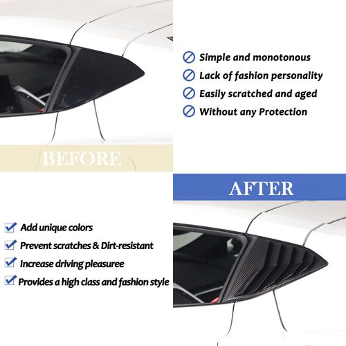 Daeiclru Rear Side Window Louver Cover Compatible with Chevrolet Corvette C8 Stingray 2020-2023, Rear Window Shutters Trim Cover, Air Vent Shades Cover Trim (Carbon Fiber Pattern)