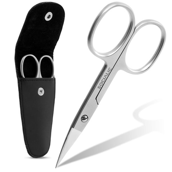 Socialic® Nagelschere inkl. Etui – Extra scharfe Nagelhautschere aus rostfreiem Edelstahl | Nail Scissors geeignet als Haut-, Fingernagel- und Fußnagelschere | perfekt für Maniküre und Pediküre