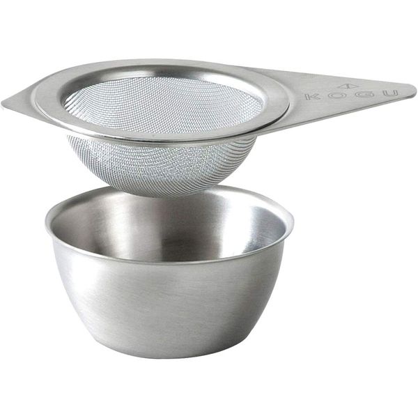 Tea Strainer, Shimomura Planning Sale, Made in Japan, Stainless Steel Strainer, Tea Strainer, Includes Saucer, Tea Tea & Tea Matte Finish 40637 Tsubame Sanjo