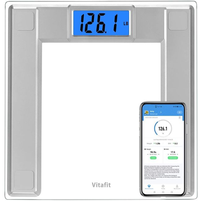 Vitafit 550lb Extra-High Capacity Digital Bathroom Scale for Body Weight and ...