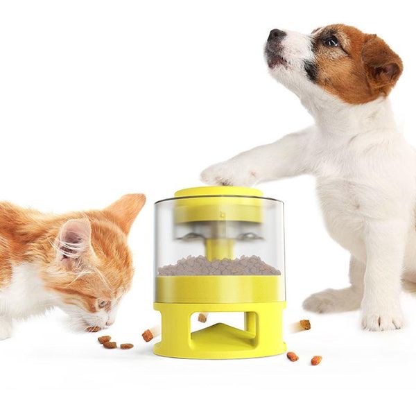 Interactive Food Dispenser Toy For Dogs - Slow Feeder And Entertainment For Your Furry Friend - A Yellow