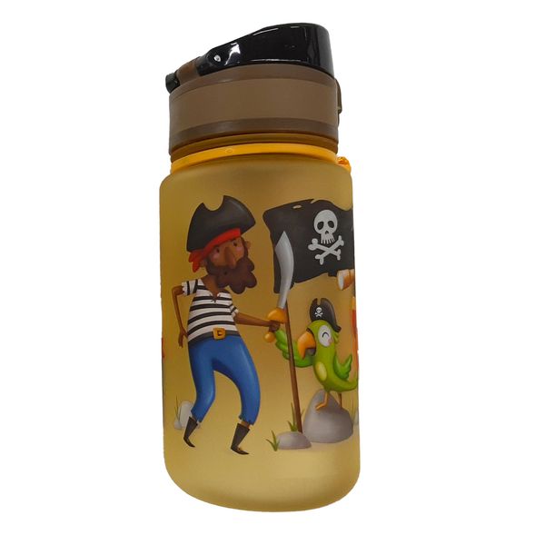 Puckator Jolly Rogers Pirates Pop Top 350ml Shatterproof Children's Bottle - Reusable Kids Drinks Water Bottle For Girls Boys Adults Men - Insulated Drink Water Bottle For School Nursery