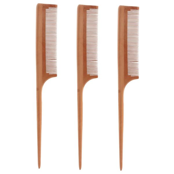 Vctitil 3pcs Natural Wooden Sharp-Tail Comb Anti-Static Fine Tooth Comb Hair Care Tool Portable Styling Tool