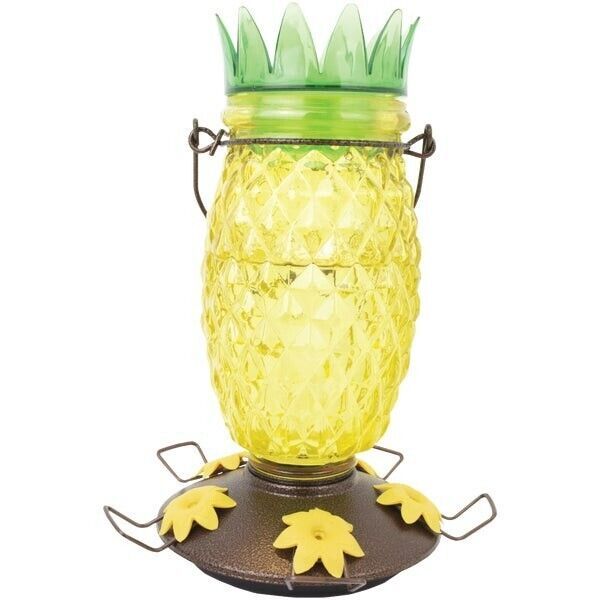 (1)-Perky Pet 28 Oz. Glass Top Fill Pineapple Hummingbird Feeder Model: 9110-2