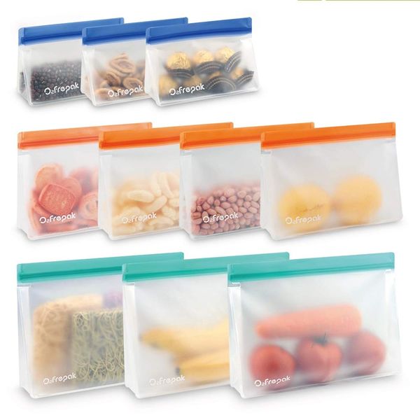 10 Packs Reusable Food Storage Bags - Extra Thick Ziplock Bag for Food Storage, Reusable Sandwichs Bags, Lunch Snack Bags, Make-up Travel Home Organization.