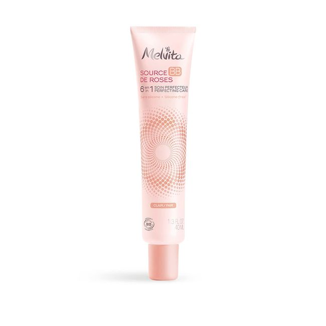 Melvita - BB Creme Source de Roses hell - 100% natürliche Pigmente - Bio-zertifiziert - ohne Silikon - natürliche Deckkraft - Vereinheitlicht und kaschiert Unvollkommenheiten - 6-in-1 - Tube 40 ml