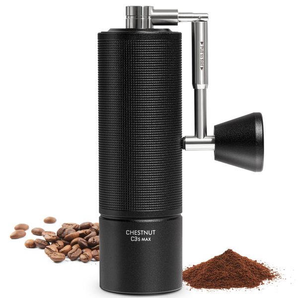 TIMEMORE Chestnut C3S Max, Coffee Grinder Manual, Upgrade Integrated All-Metal Body, Hand Coffee Grinder with Folding Handle, for Espresso to French Press, Black