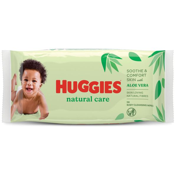 Baby Wipes Natural Care with Aloe Vera Huggies Wipes 56 Pc Kids