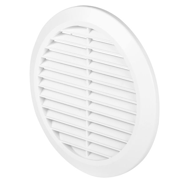 AWENTA Ø 4" to 6" Round Ventilation Grille, White Plastic, Fiberglass Net, Exhaust Air Grille, Supply Or Exhaust Air Grille - Adjustable Air Duct Size - External Dimensions Ø 7" - White