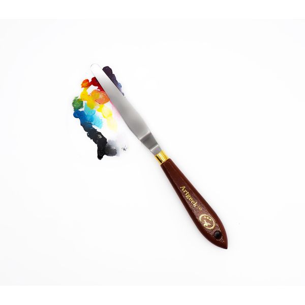 Artgeek143 Painting Artist Knife Palette Knife 02, Wood Handle Stainless Steel Blade for Mixing, Applying Paints on Any Surfaces, Flexible Art Tools for Oil Painting, Acrylic, Watercolours, Etc.