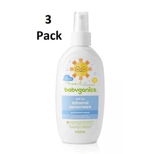 Babyganics Mineral Sunscreen SPF 50 Pump Spray, 6 fl oz - Pack of 3