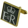 Select Gifts Royal Cypher Gold Square Cufflinks with Engraved Personalised Case