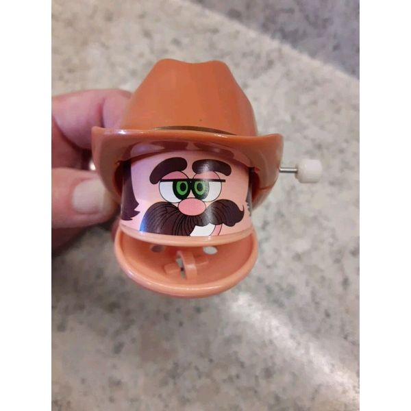 Vintage Tomy Cowboy Hat Wind-Up Toy Works 2.5"x2"x1.5"