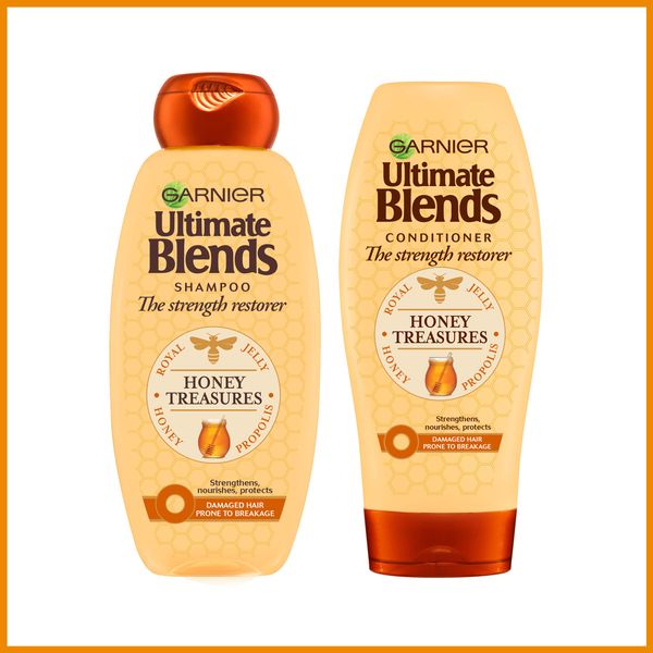 Garnier Ultimate Blends Honey Treasures Shampoo & Conditioner Set | Strengthening for Dry Damaged Hair 360 ml