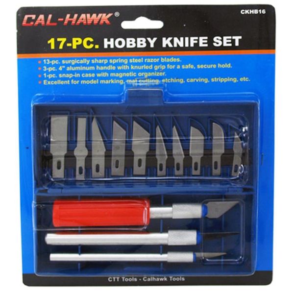 Cal Hawk Tools CKHB16 17Piece Hobby Knife Set