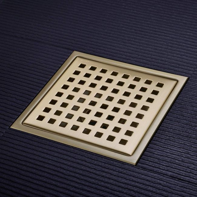 6 Inch Square Shower Floor Drain with Removable Cover Grid Grate