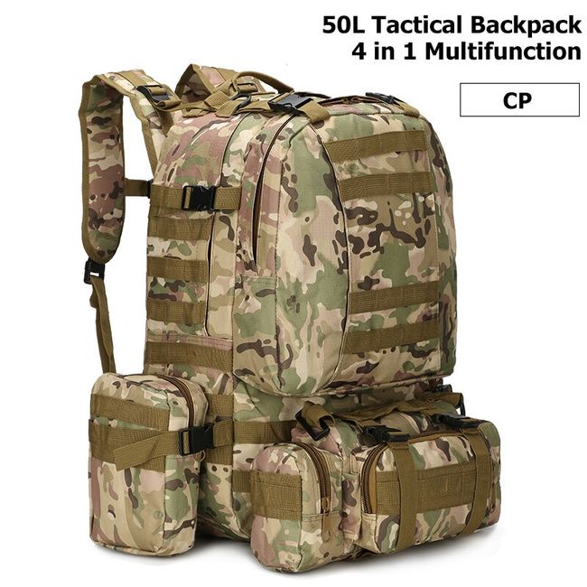 50L Miltifunction Outdoor Military Tactical Army Camping Hiking Backpack  Rucksack Daypack Shoulder Handbag Trekking Bag