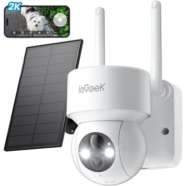 ieGeek Wireless Outdoor Solar Security Camera 360° PTZ Battery WiFi CCTV System