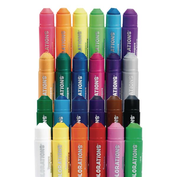 Tempera Paint Sticks, 24 Colors, Silky Smooth Color Application, Classic, Neon & Metallic Colors