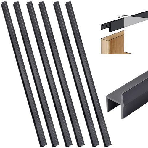 Leinuosen 6 Pcs File Cabinet Rails PVC Hanging Black Document Cabinet Rails for Drawer Sides Letter Size Office File Drawer Holder Organizer Storage, 15.8 Inches Long(1/2 Inch Wide)