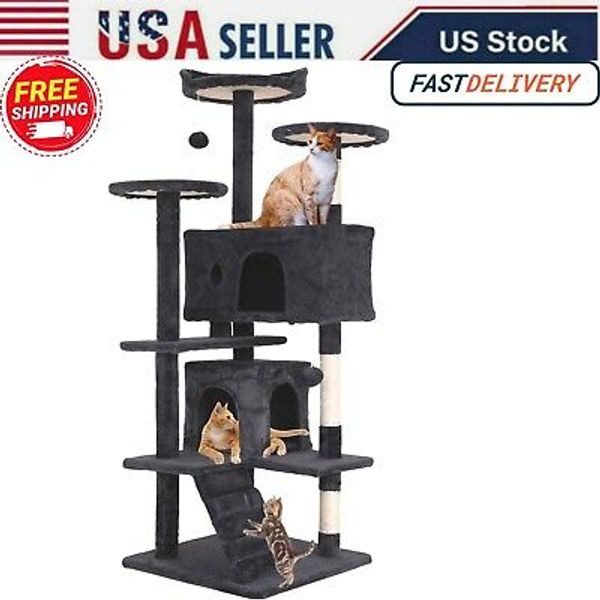 54 Inch Cat Tree Tower Condo Scratching Posts Kittens Pet Play House Indoor Cats