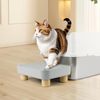 Bartuke Litter Box Step, Cat Step/Ramp/Catcher with Wooden Base, Filter Function, Easy to Clean, Ideal for Kitten & Elderly Cats (Light Grey)