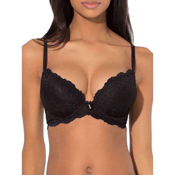 Smart & Sexy Women's Maximum Cleavage Underwire Push Up Bra, Available in Single and 2 Packs, Black Hue, 38C