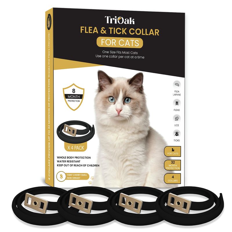 Trioak Flea Collar for Cats: 4 Pack Cat Flea Collar - Flea and Tick Collar for Cats - Cat Flea an...