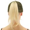 C.C Ponytail Messy Buns Trucker Ponycaps Plain Baseball Visor Cap Dad Hat Olive