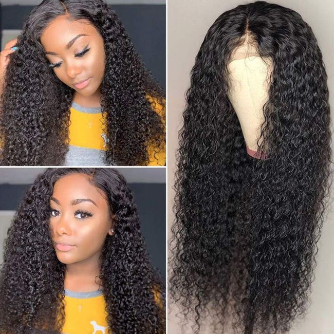 Iris Queen 4x4 Lace Front Wigs Human Hair Pre Plucked Hairline Brazilian Curly Human Hair Wigs for Black Women 9A 150% Density Lace Closure Wigs with Baby Hair (16 inch)