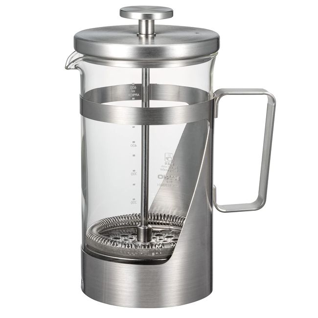 HARIO THSV-4-HSV Hairline Silver Pressed Coffee, Heat Resistant Glass, Stainless Steel, Practical Capacity, 20.3 fl oz (600 ml)