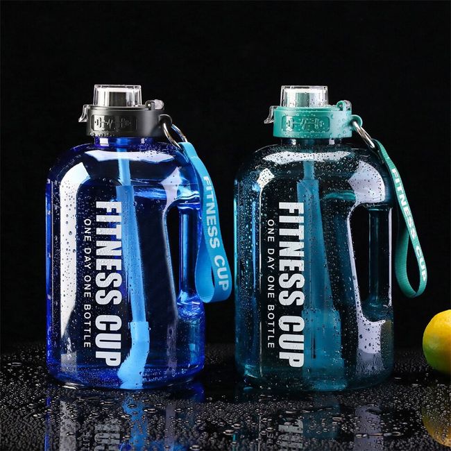 2.2L Large Capacity Sports Water Bottle Gym Drinking Water Bottle Camping  Cup Portable Outdoor Big Bottle (Black )