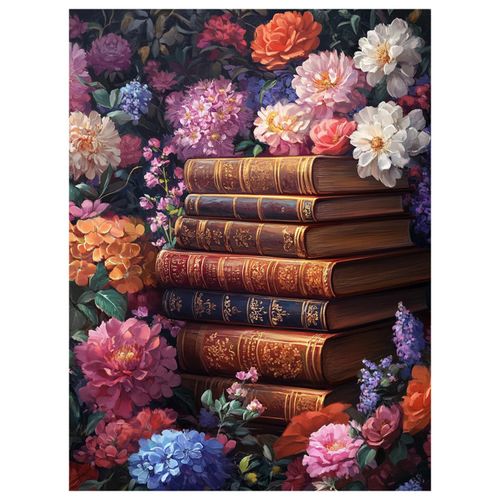 Reivworl Book Diamond Art Kits for Adults, Flowers Diamond Painting Kits, Gem Art Kit for Gifts and Home Interior Decor 12x16 Inch