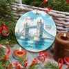 Personalized London Tower Bridge Ceramic Ornament, Custom Name & Year Xmas Tree Decor