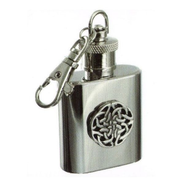 1oz hip flask keyring with Celtic badge
