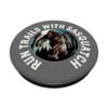 Run Trails With Sasquatch Bigfoot Trail Runner Retro PopSockets Swappable PopGrip