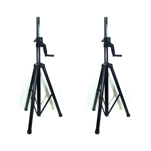 Two (2) LASE 201C Crank-up Speaker Stand with Folding Hand Crank.