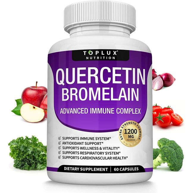 Quercetin With Bromelain 1200Mg - Natural Immune supplement, Vegetarian Capsules