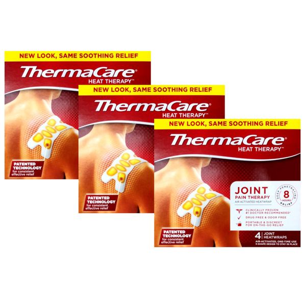 ThermaCare Advanced Multi-Purpose Joint Pain Therapy (4 Count, Pack of 3) Heatwraps, Up to 8 Hours of Pain Relief, Temporary Relief of Joint Pains