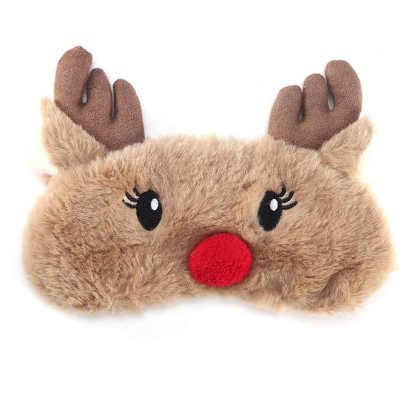 Fdit 5 Colours Cute Sleeping Mask for Eyes Christmas Deer for Home Travel