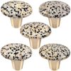 Amogeeli 4pcs Dalmation Stone Cabinet Knobs with Screws, Oval Shape Decorative Crystal Brass Knobs for Drawer